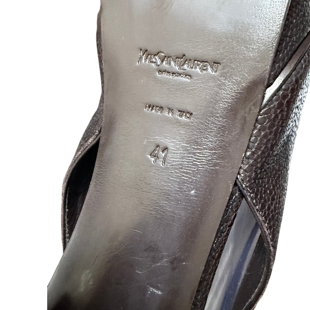 Yves Saint Laurent Tribute Platform Sandals Textured Leather Stiletto Heel 41 - Picture 12 of 13